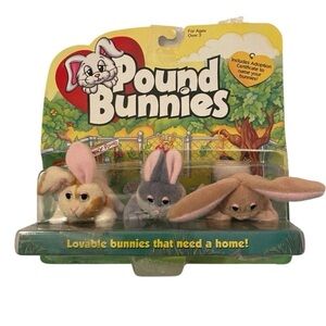 Vintage Pound Puppies Bunnies Galoob Mini Plush Stuffed Animal Toy 30630